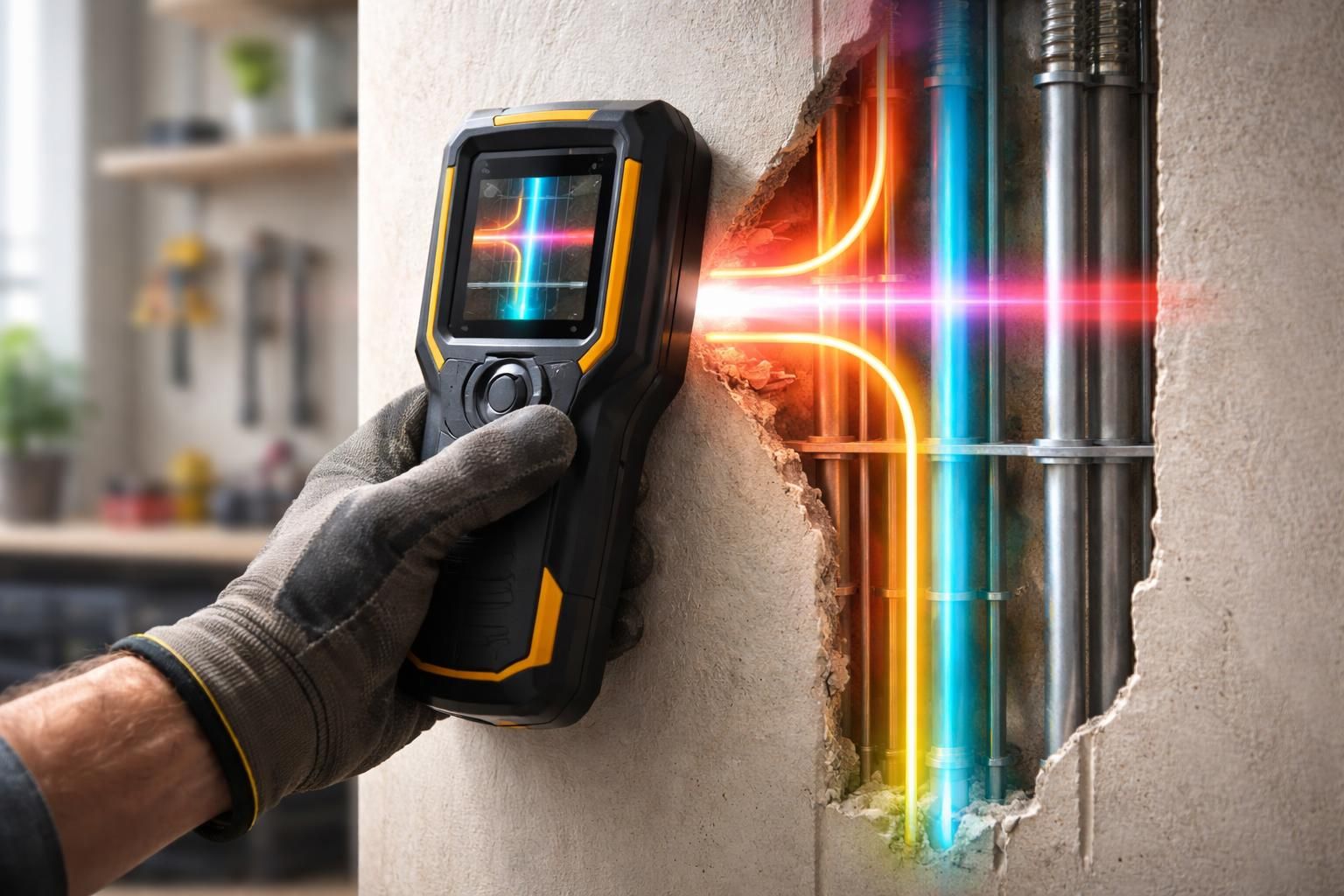 scanner mural : détectez facilement câbles et tuyaux pour percer en toute sécurité. l'outil indispensable pour éviter les risques et réussir vos travaux de rénovation.